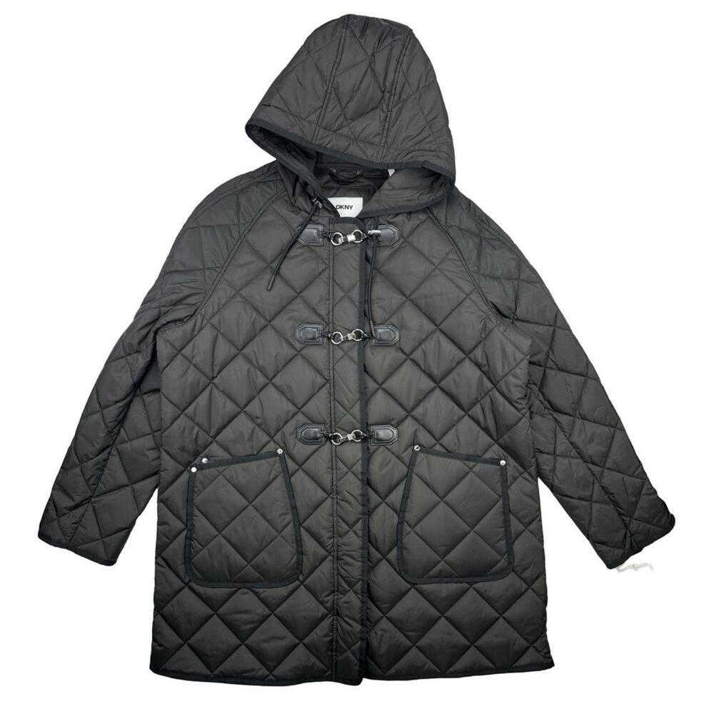 DKNY Quilted Toggle Jacket Brown Size XL